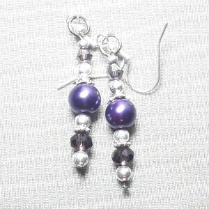 NEW Earrings Purple glass pearl earrings victorian hatpin purple dangl 473#fs-